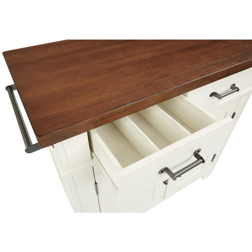 Urban Farmhouse 50'' White Kitchen Island with Vintage Oak Accents