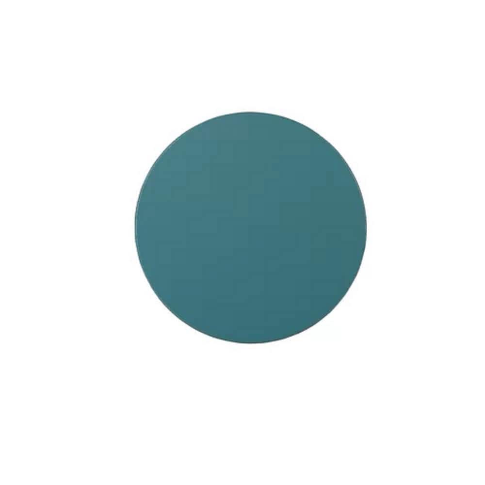 Teal Round Wood Side Table with Bottom Shelf