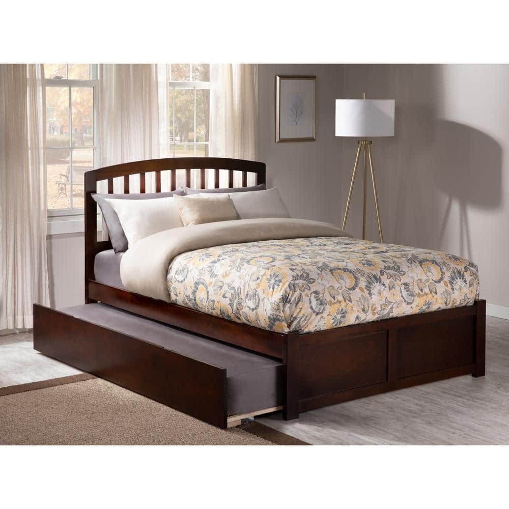 Richmond Walnut King Wood Platform Bed with Twin XL Trundle