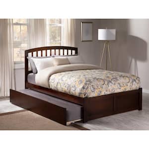Richmond Brown Solid Wood Frame King Platform Bed with Twin XL Trundle and Footboard