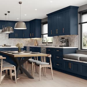 Newport 24 in. W x 12 in. D x 15 in. H Assembled Plywood Wall Bridge Kitchen Cabinet in Mythic Blue with Soft Close