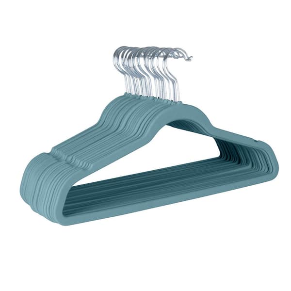 Simplify 10 Super Slim Velvet Huggable Hangers Dusty Blue