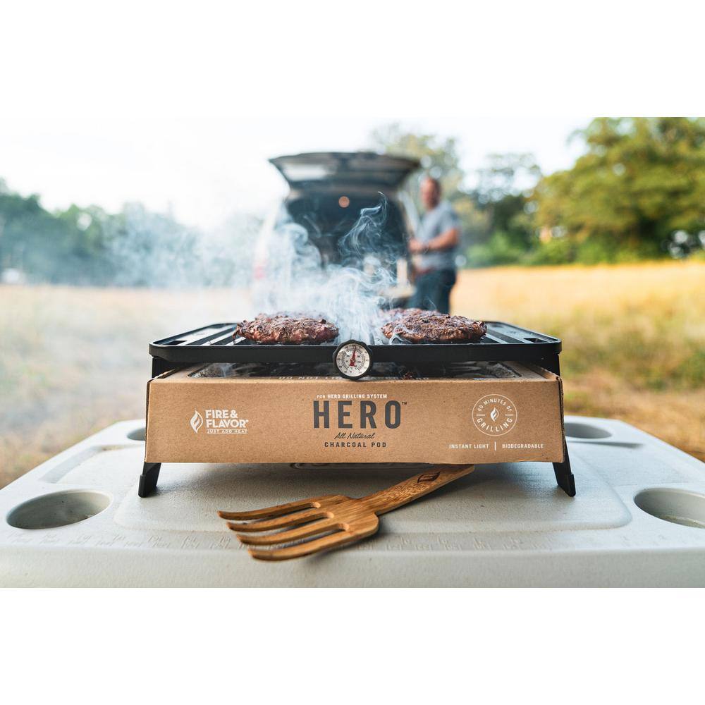 Ultra-Portable Black Charcoal Grill with Bamboo Accessories