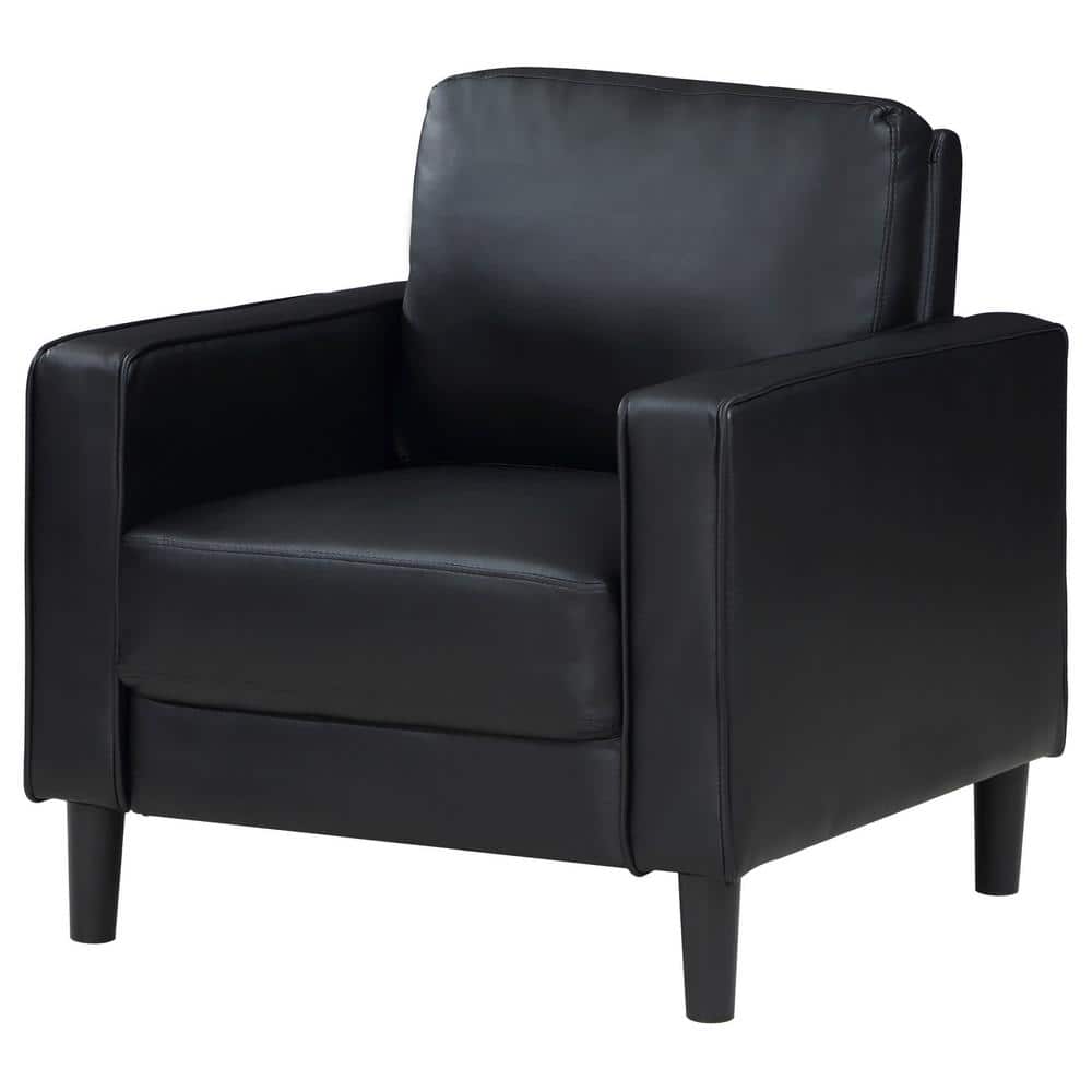 Ruth Black Faux Leather Transitional Accent Chair