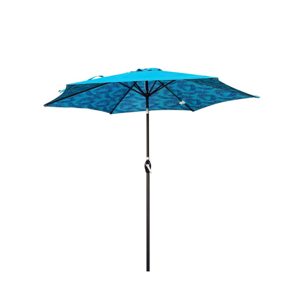 9 ft. Steel Outdoor Market Patio Umbrella with Crank and Tilt in Ice Pattern and Cyan (Base Not Included) price history on PriceWatchPro