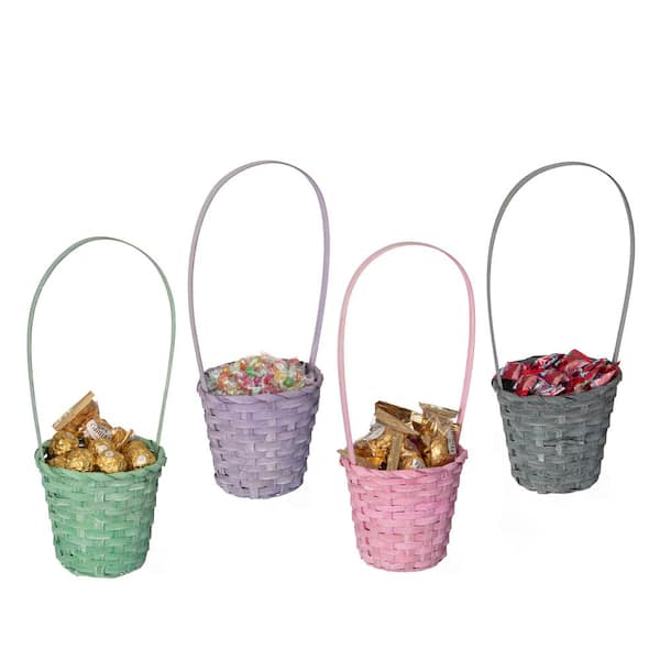 WICKERWISE (Set of 4) Decorative Baskets in Assorted Colors - Perfect for Easter, Trick or Treat, Flower Girl, and Halloween