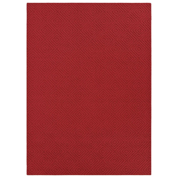 Brentwood Jasmine 6 ft. x 9 ft. Chili Red Geometric Area Rug