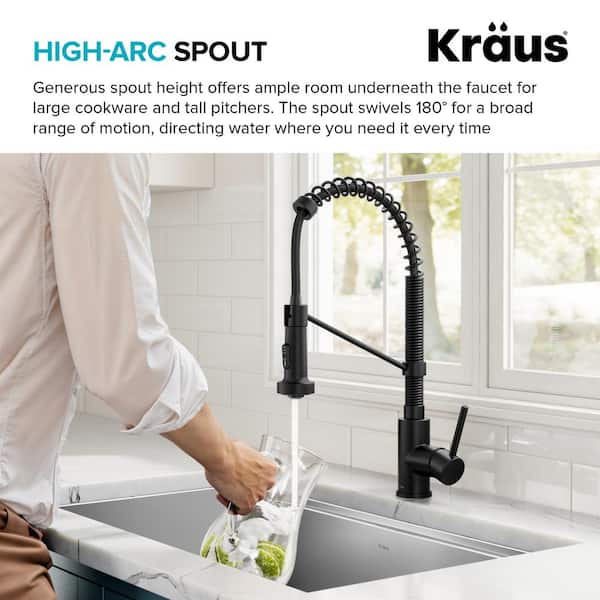 Kraus Bolden Matte Black 1-Handle Deck-Mount Pull-Down Handle Kitchen Faucet Kraus Bolden Matte Black 1-Handle Deck-Mount Pull-Down Handle Kitchen Faucet