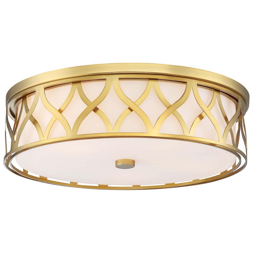 Liberty Gold Etched Glass 20" LED Drum Flush Mount