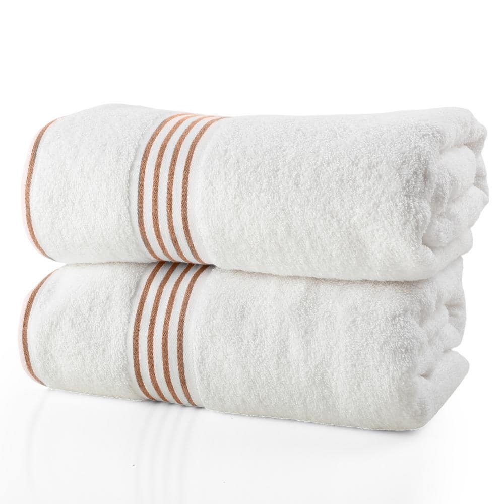Bath Towels-2PC 500GSM 100% Cotton Towel Set- 35 x 70 in. Extra Large Quick Drying Bath Towel, White/Beige price history on PriceWatchPro