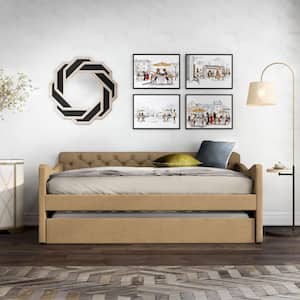Rahul Brown Twin Upholstered Daybed with Trundle