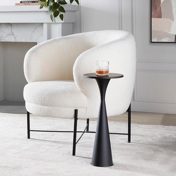 Gemma 9.5 in. Matte Black Round Metal Top End Table
