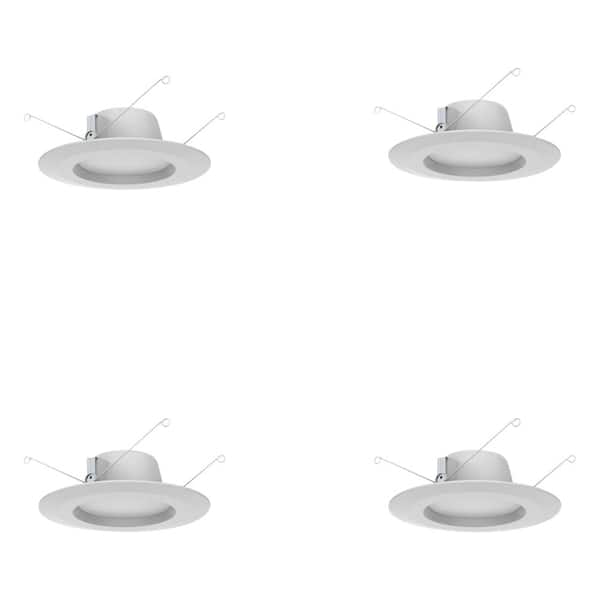 Commercial Electric 5 in. and 6 in. White Integrated LED Recessed Trim, 2700K Soft White (4-Pack)