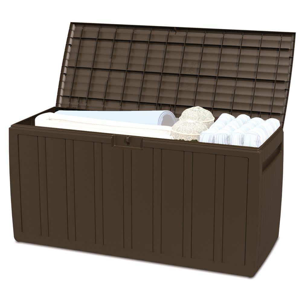 Brown Lockable Plastic Outdoor Storage Deck Box