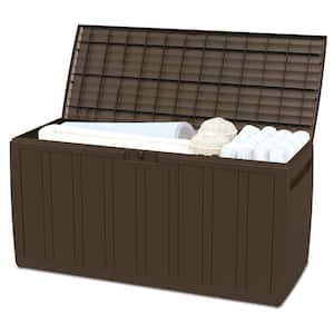 71 Gal. 48 in. Brown Outdoor Backyard Patio Storage Deck Box