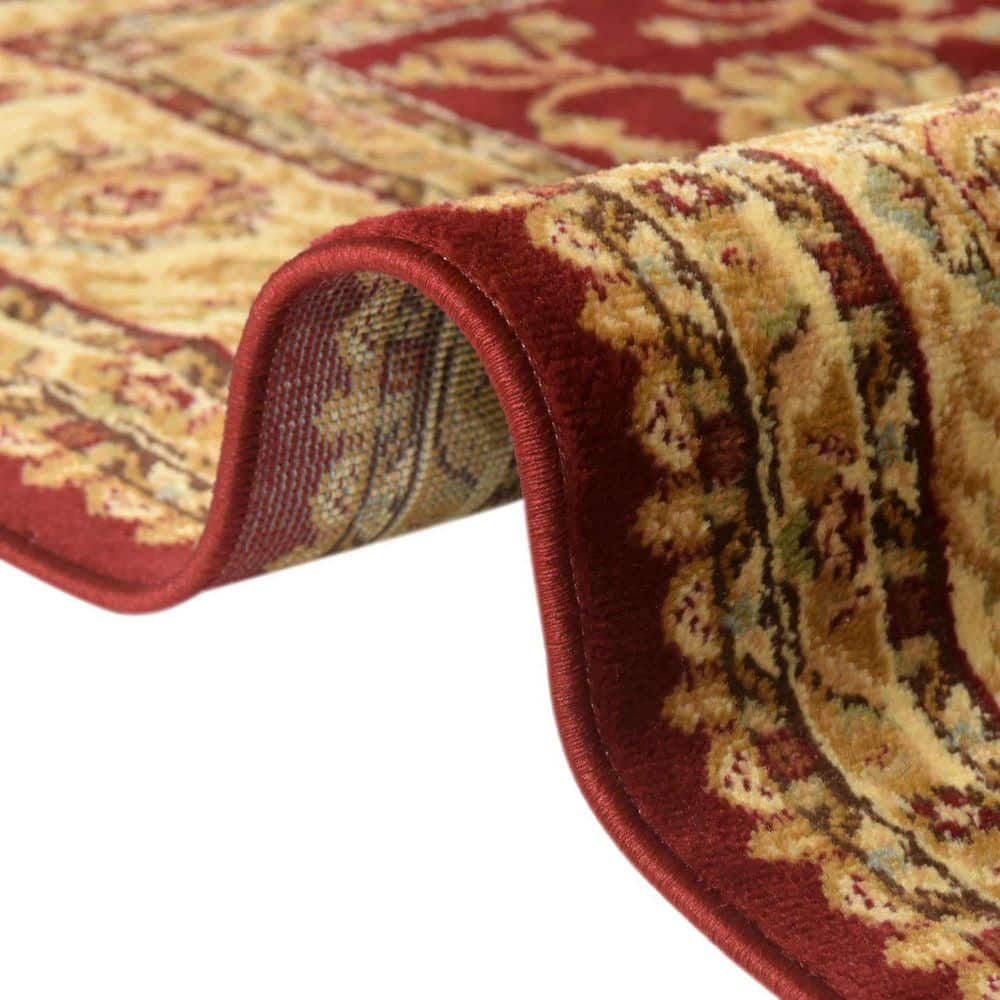 Handmade Rectangular Red Synthetic Stain-Resistant Rug
