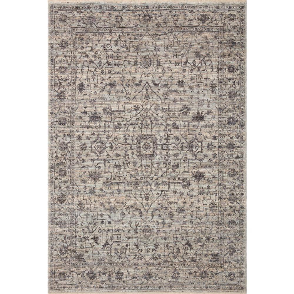 Sorrento Mist and Charcoal Round Polyester Area Rug