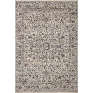 Sorrento Mist/Charcoal 7'-10" x 7'-10" Round Oriental Fringe Area Rug