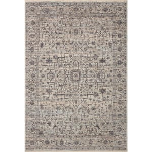 Sorrento Mist/Charcoal 9 ft. 6 in. x 9 ft. 6 in. Round Oriental Fringe Area Rug