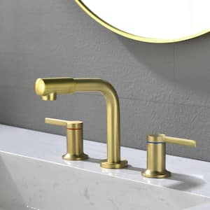 Bnbn 8 in. Widespread Double Handles Bathroom Faucet in Brushed Gold