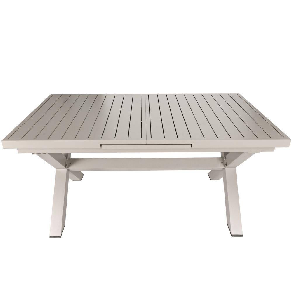 TWT Aluminum Outdoor Dining Table For 8, 62.8" - 82.5" Extendable Patio Dining Table With Umbrella Hole On Top With X-Shaped Frame Easy To Assemble For Backyard Garden Yard Porch Deck