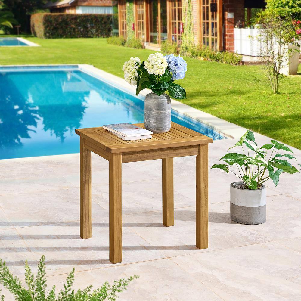 Okemo Natural Acacia Wood Outdoor End Table Set