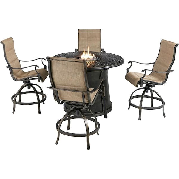 Hanover Traditions 5-Piece Aluminum Outdoor Dining Set, 4 Padded Chairs ...