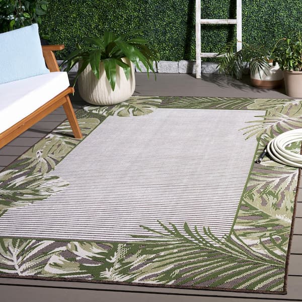 Cabana 4 x 6 Brown/Green Leaf Area Rug