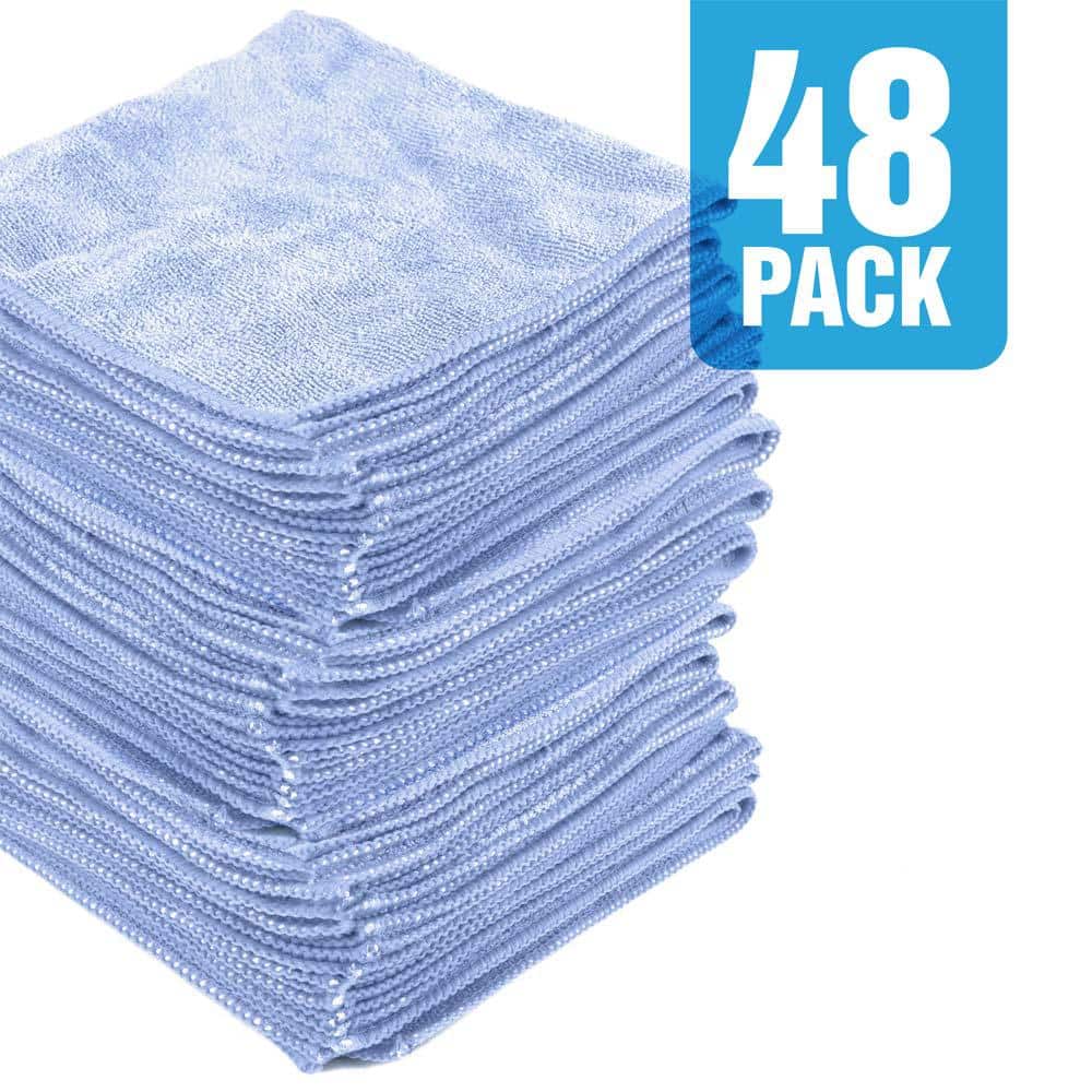 Shop LC Set of 20 Double Sided Microfiber Cleaning Cloth Fiber Kitchen Dish Towel Blue, Size: 10 x 10