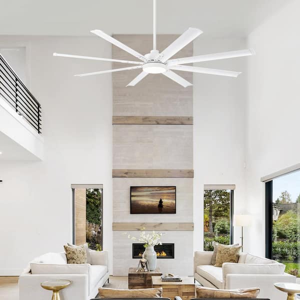 Oscar 72 in. (6 ft.) Integrated LED Indoor White-Aluminum-Blade White Ceiling Fan with Light and Remote Control Included
