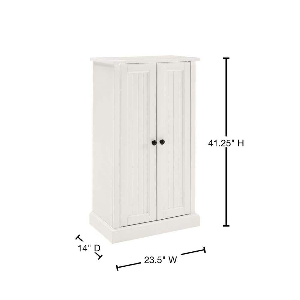 White Coastal Adjustable Shelving Accent Cabinet