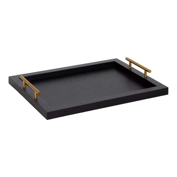 Kate and Laurel Halsey 12.50 in. W Rectangle Black Wood Decorative Tray