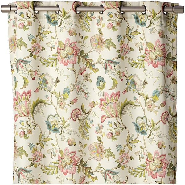 Brissac Red/Pink Floral Grommet Room Darkening Curtain - 50 in. W x 84 in. L
