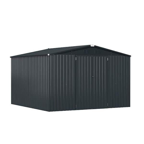 10 ft. W x 10 ft. D Metal Shed with Double Door(100 sq. ft. )