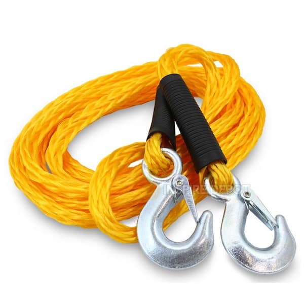 STARK USA 1 in. x 14 ft. Auto Car ATV Emergency Poly Braid Tow Rope Strap with Hooks (4,500 lbs. Capacity)