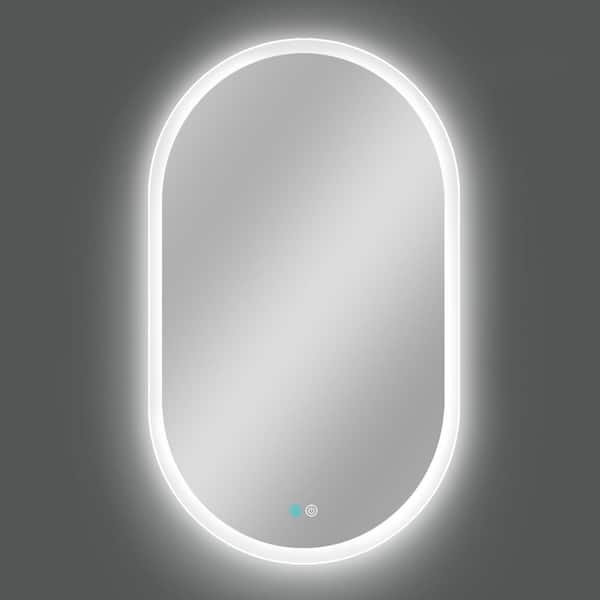 Zeafive Ode 18 in. W x 26 in. H Oval Frameless Wall HD LED Bathroom Vanity Mirror with Lights Anti-Fog Dimmable Memory Function