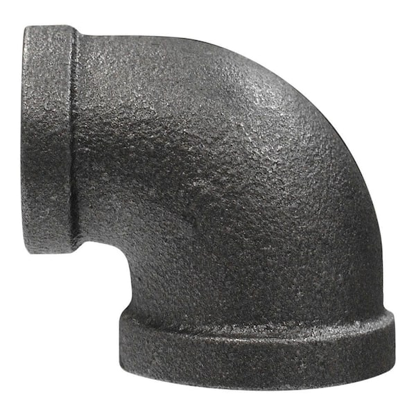 STZ 1/2 in. x 3/8 in. Black Malleable Iron 90° Reducing Elbow