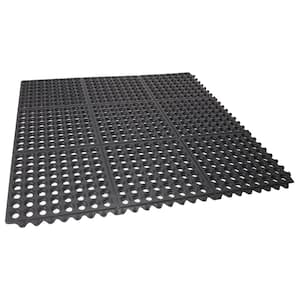 Durable Interlocking Black 36 in. x 36 in. Anti-Fatigue Rubber Commercial Floor Mat (Set of 4)