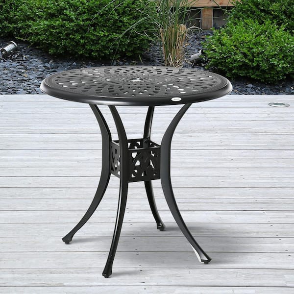 Black Antique Cast Aluminum Outdoor 30 in. Round Dining Table