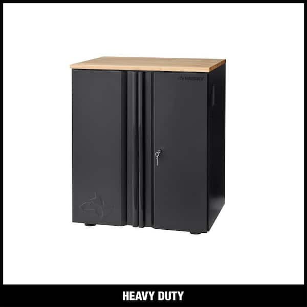 Husky Heavy Duty Welded 20-Gauge Steel 2-Door Garage Base Cabinet in Black (28 in. W x 32 in. H x 21.5 in. D)