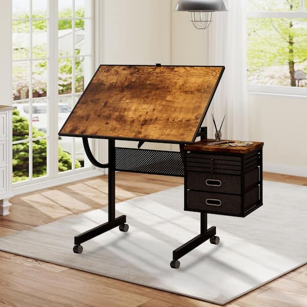 Studio Designs Vintage 36 in. W Drawing/Writing Desk in Rustic Oak