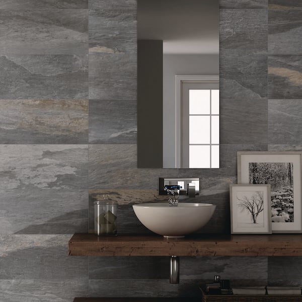 Florida Tile Home Collection Longitude Slate Grey 12 in. x 24 in