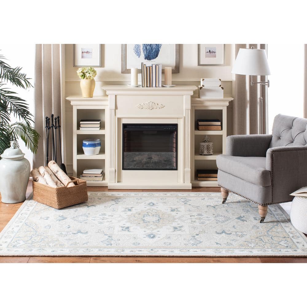 Beige and Ivory Handmade Wool Tufted 8' x 10' Area Rug