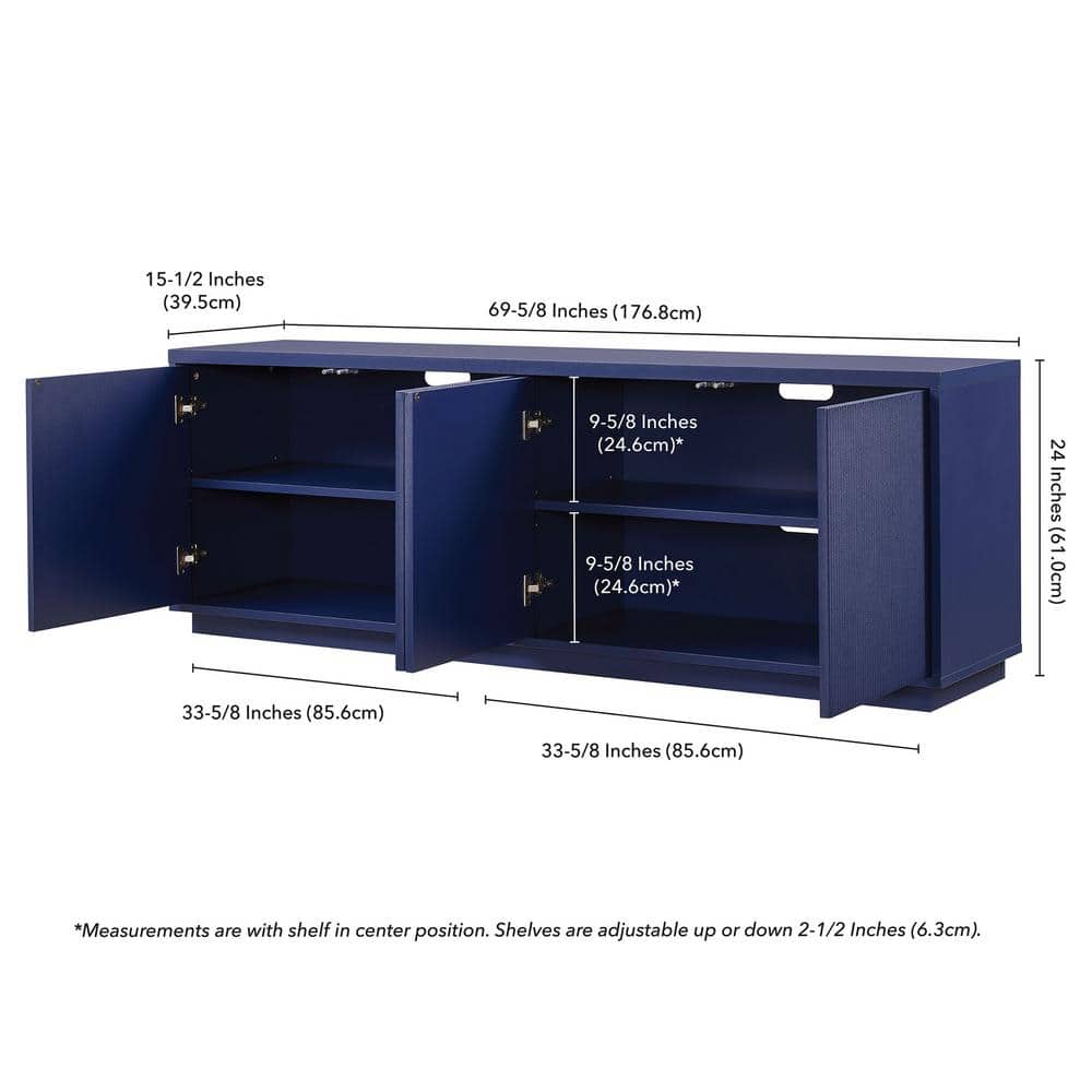 Dark Blue Modern Rectangular TV Stand with Cabinet
