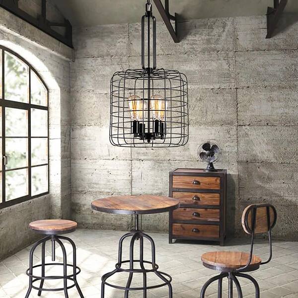 Warehouse of Tiffany Weress 18 in. 4-Light Indoor Black Pendant Lamp with Light Kit