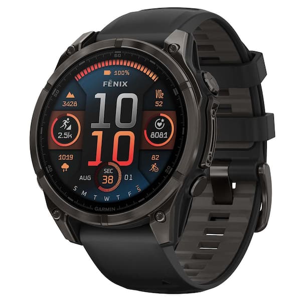 fenix 8 AMOLED Multisport 47-mm GPS Watch with Silicone Band 1.85 x .54 in Black