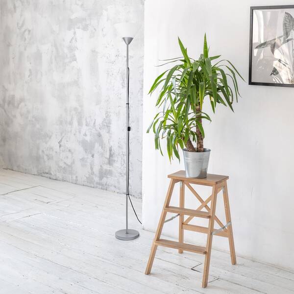 Creekwood home Essentix 70 in. Silver 1-Light Torchiere Floor Lamp