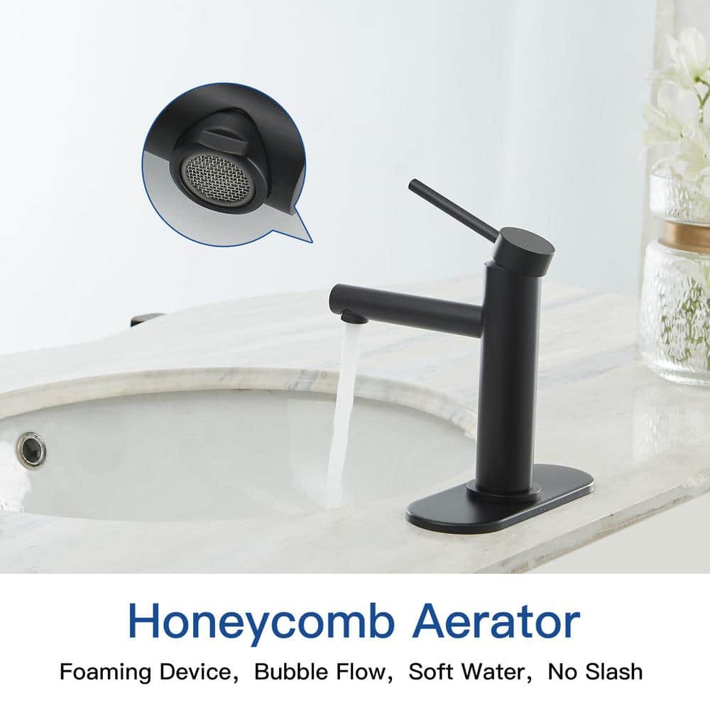Matte Black Single Handle Brass Bathroom Faucet