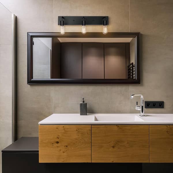 Globe Electric Holden 3-Light Matte Black Vanity Light and Bath