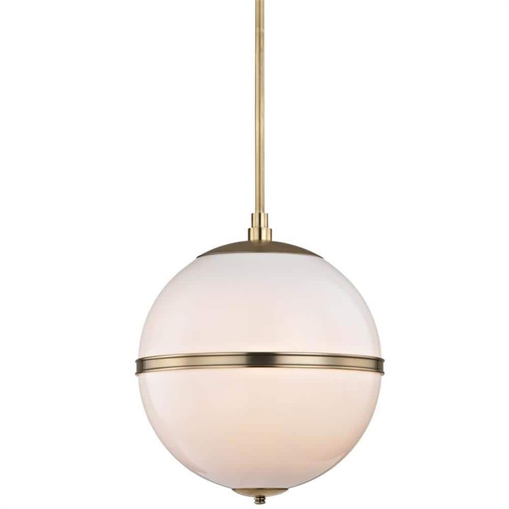 Elegant Aged Brass Mini Chandelier with Crystal Accents and White Glass Shade